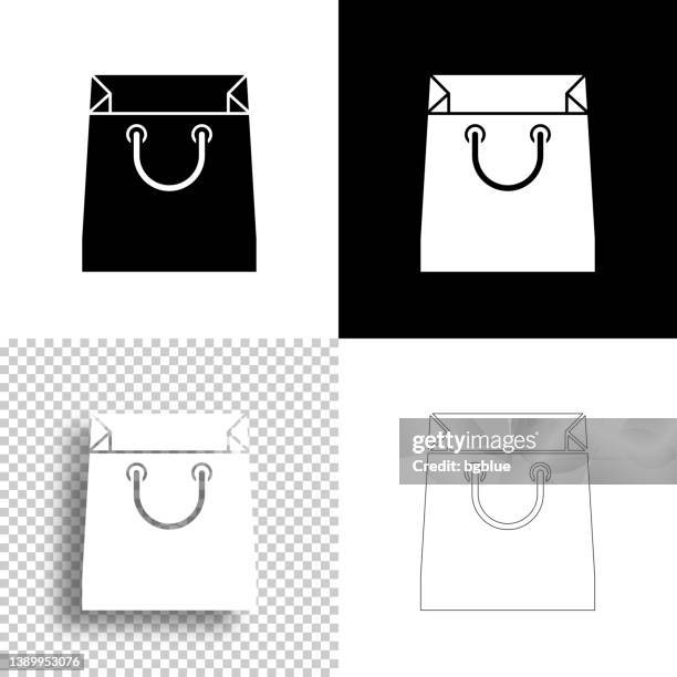 ショッピングバッグ。デザイン用アイコン。空白、白、黒の背景 - ラインアイコン - グッディバッグ点のイラスト素材／クリップアート素材／マンガ素材／アイコン素材