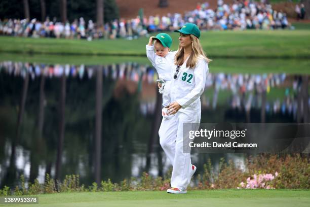 Wife of Mackenzie Hughes of Canada, Jenna Shaw during the Par Three Contest prior to the Masters at Augusta National Golf Club on April 06, 2022 in...