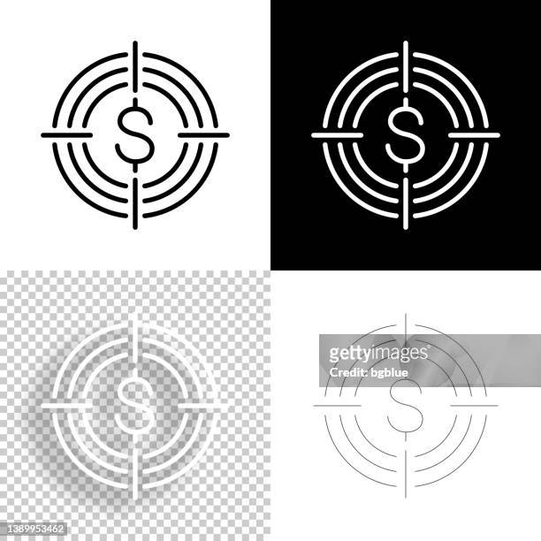 stockillustraties, clipart, cartoons en iconen met dollar in viewfinder. icon for design. blank, white and black backgrounds - line icon - viewfinder