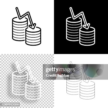 Money decrease. Icon for design. Blank, white and black backgrounds - Line icon Money decrease. Icon for design. Blank, white and black backgrounds - Line icon