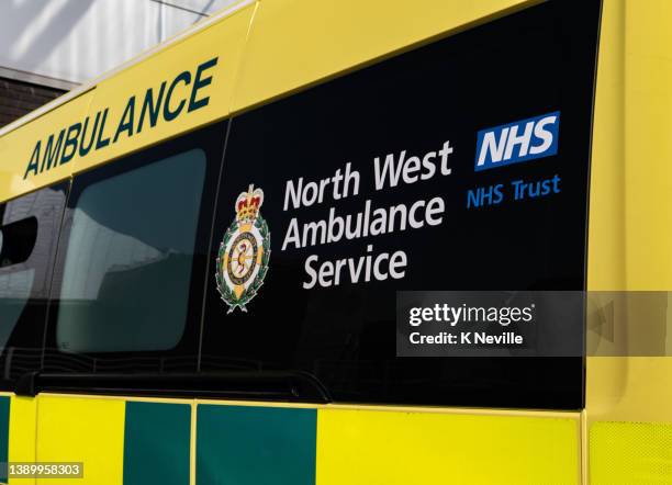 nhs north west ambulance service vehicle - ambulance uk stock pictures, royalty-free photos & images