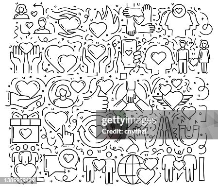 Friendship Relationship And Love Related Objects And Elements Hand ...