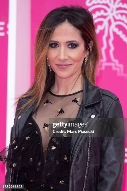 Fabienne Carat attends the pink carpet during the 5th Canneseries Festival - Day Six on April 06, 2022 in Cannes, France.