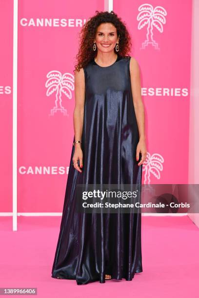 Barbara Cabrita attends the pink carpet during the 5th Canneseries Festival - Day Six on April 06, 2022 in Cannes, France.