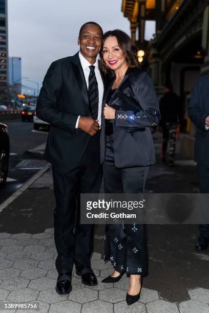 Isiah Thomas and Lynn Kendall attend Clive Davis's 90th Birthday Party at Casa Cipriani on April 06, 2022 in New York City.