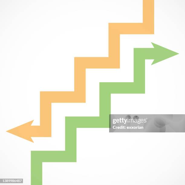 stockillustraties, clipart, cartoons en iconen met stairway - arrow up and down - lowering