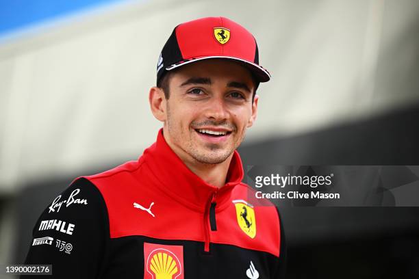 Charles Leclerc of Monaco and Ferrari looks on in the Paddock during previews ahead of the F1 Grand Prix of Australia at Melbourne Grand Prix Circuit...