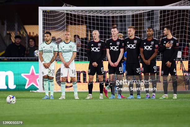 Thiago Almada of Atlanta United prepares to take a free kick against D.C. United during the first half of the MLS game at Audi Field on April 2, 2022...