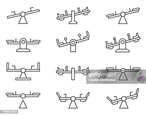 bildbanksillustrationer, clip art samt tecknat material och ikoner med seesaw icon set - gungbräda