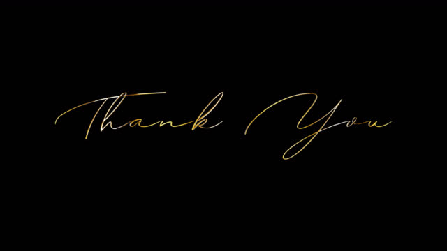 Thank you Gold Text Titles background typography of Thank you isolated with alpha channel Prores 444 encode. greeting text for overlay your video.