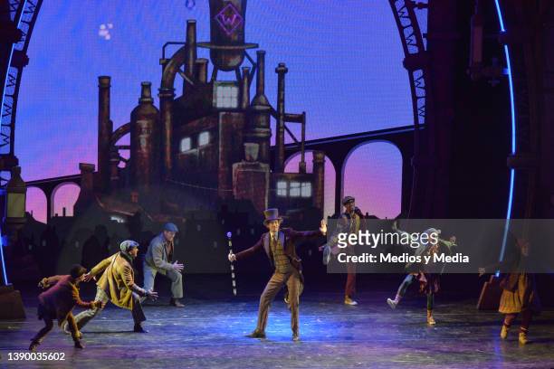 General view of the performance during the premiere of the musical "Charlie and the Chocolate Factory" at Centro Cultural Teatro 1 on April 6, 2022...