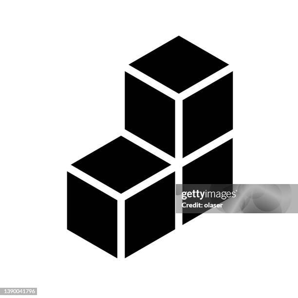 three cubes stacked, forming step - construction logo stock illustrations