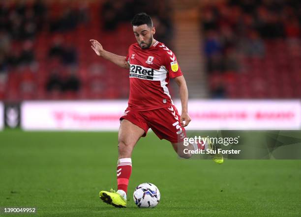 Middlesbrough player Neil Taylor in action during the Sky Bet Championship match between Middlesbrough and Fulham at Riverside Stadium on April 06,...