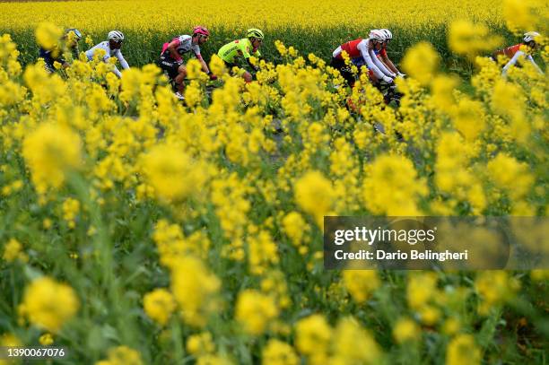 Clément Carisey of France and Team Go Sport - Roubaix Lille Metropole, Tom Paquot of Belgium and Team Bingoal Pauwels Sauces Wb, Anthony Perez of...
