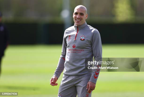 Oriol Romeu during a Southampton FC training session at the Staplewood Campus on April 07, 2022 in Southampton, England.