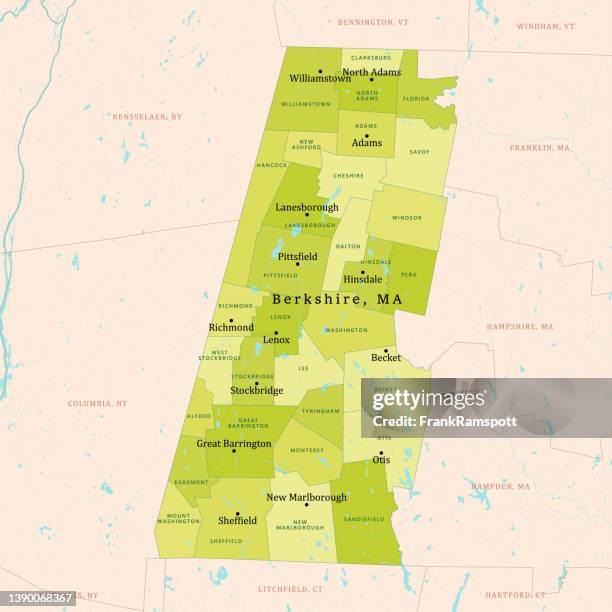ma berkshire vector map green - massachusetts map stock illustrations