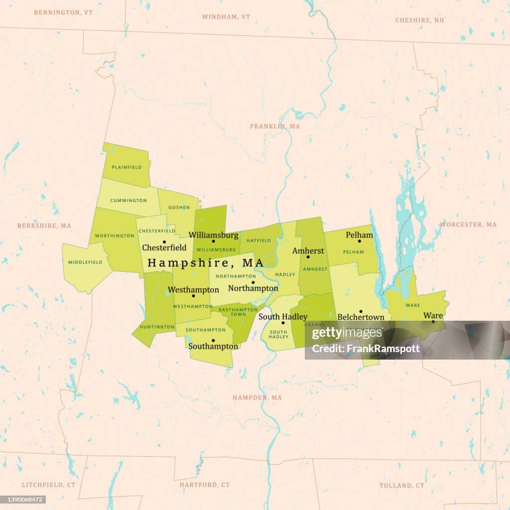 MA Hampshire Vector Map Green
