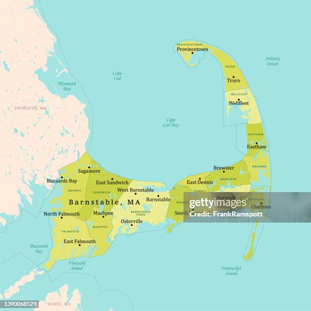 ma barnstable vector map green - provincetown massachusetts stock illustrations