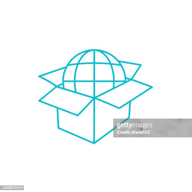 delivery and transport thin line icon - import export logo stock illustrations