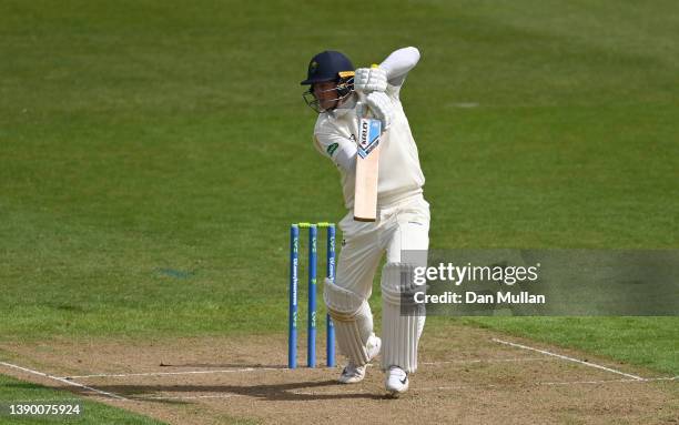 Sam Northeast of Glamorgan bats during day one of the LV= Insurance County Championship match between Glamorgan and Durham at Sophia Gardens on April...