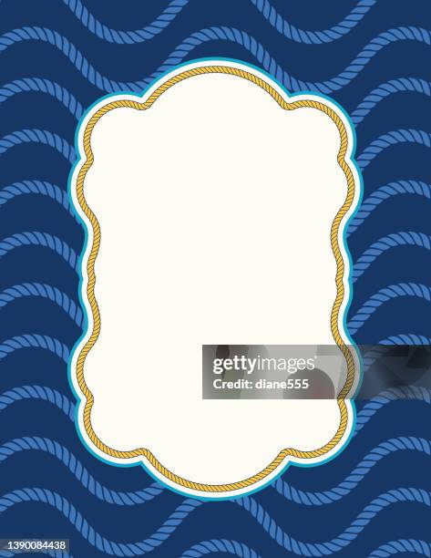 blank nautical style invitation template with ropes - nautical invitation stock illustrations