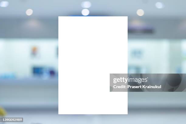mockup a4 white paper or white promotion poster displayed in medical clinic or hospital - treatment room stock pictures, royalty-free photos & images