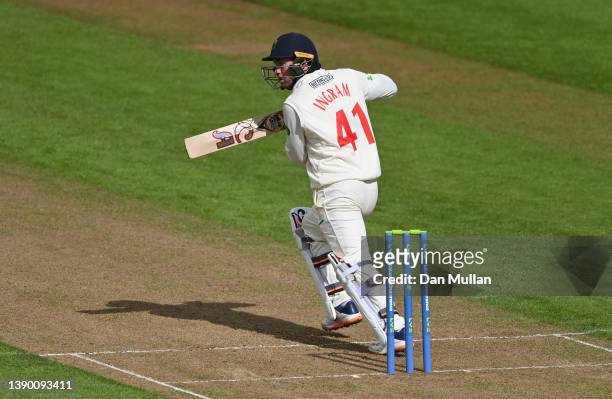 Colin Ingram of Glamorgan bats during day one of the LV= Insurance County Championship match between Glamorgan and Durham at Sophia Gardens on April...