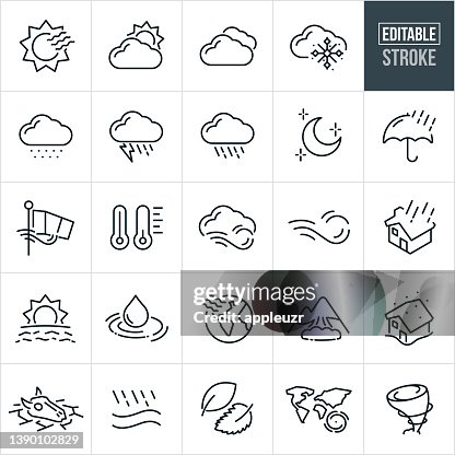 Weather Thin Line Icons - Editable Stroke Weather Thin Line Icons - Editable Stroke