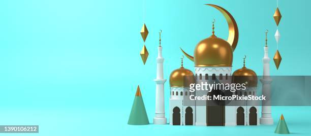 eid mubarak titel ramadan grußkarte design mit moschee - arab festival stock-fotos und bilder