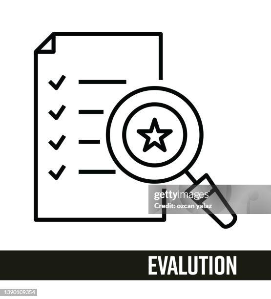 assessment line icon concept. evalution line icon design. - knowledge management logo stock illustrations