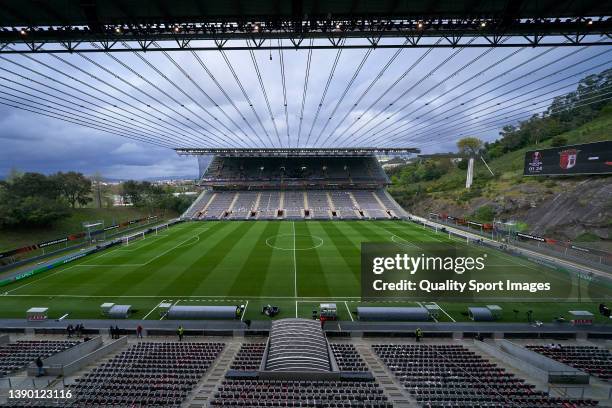 General view inside the stadium prior to the UEFA Europa League Quarter Final Leg One match between Sporting Braga and Rangers FC at Estadio...