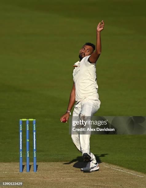 Suranga Lakmal of Derbyshire bowls during Day One of the LV= Insurance County Championship match between Middlesex and Derbyshire at Lord's Cricket...