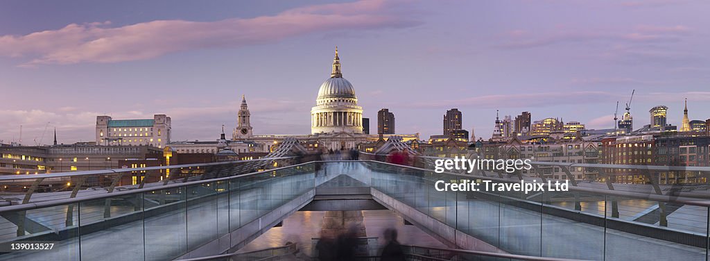 St Pauls Cathedral viewed over Millennium bride