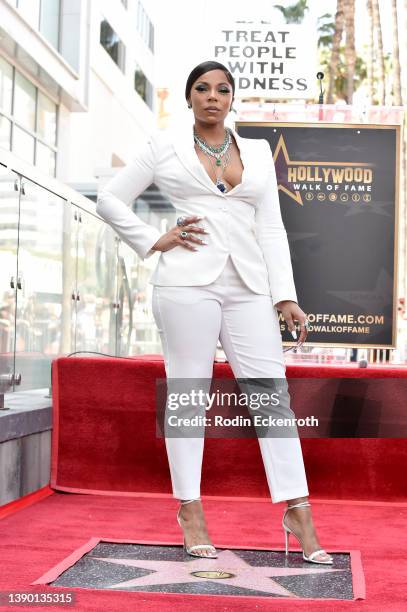 Ashanti attends the Hollywood Walk of Fame Star Ceremony for Ashanti on April 07, 2022 in Hollywood, California.