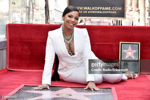 Ashanti attends the Hollywood Walk of Fame Star Ceremony for Ashanti on April 07, 2022 in Hollywood, California.