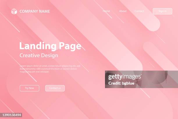 landing page template - abstract design with geometric shapes - trendy pink gradient - 粉紅色的背景 幅插畫檔、美工圖案、卡通及圖標