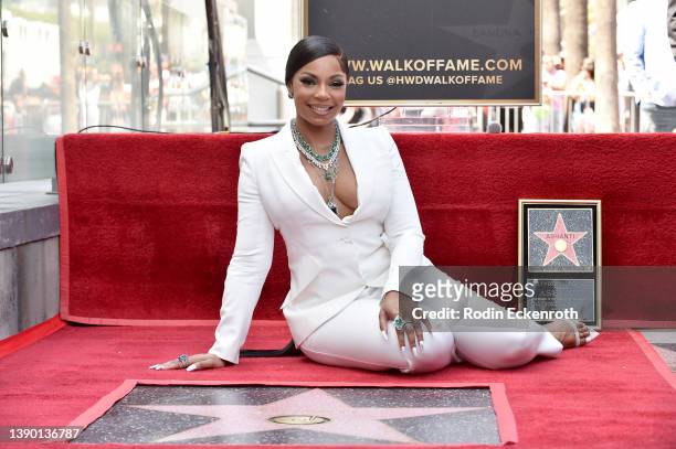 Ashanti attends the Hollywood Walk of Fame Star Ceremony for Ashanti on April 07, 2022 in Hollywood, California.