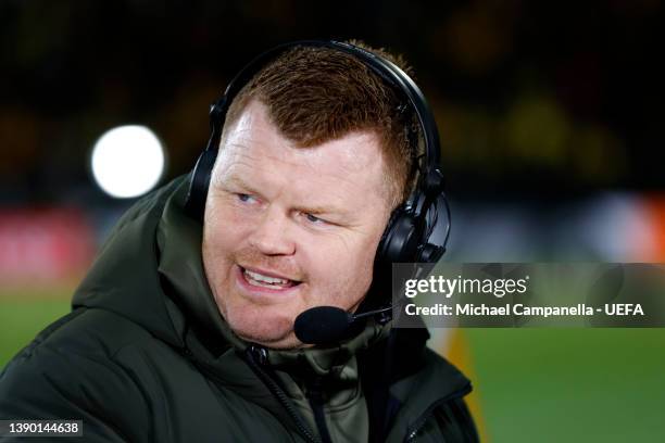 Former Player, John Arne Riise speaks during the UEFA Conference League Quarter Final Leg One match between FK Bodo/Glimt and AS Roma at on April 07,...