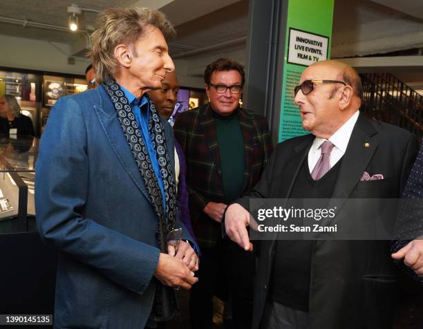 Barry Manilow, Garry Kief and Clive Davis attend as NYU Tisch School of the Arts opens the "Clive Davis Gallery at NYU" on April 5, 2022 in Brooklyn,...