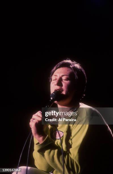 K.d. Lang performs in concert on August 29, 1996 in Wantaugh, New York.