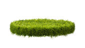 Grass podium, isolated on a white background. Grass circle, 3d rendering