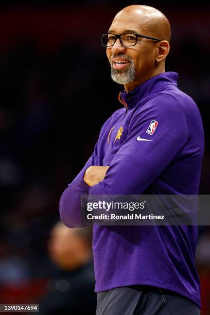 Head coach Monty Williams of the Phoenix Suns in the second quarter at Crypto.com Arena on April 06, 2022 in Los Angeles, California. NOTE TO USER:...