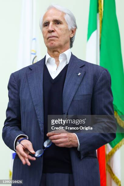 Giovanni Malagò attends the Premio "Giuliano Gemma - Forza Passione Identità" at Salone D'Onore of the CONI headquarter on April 07, 2022 in Rome,...