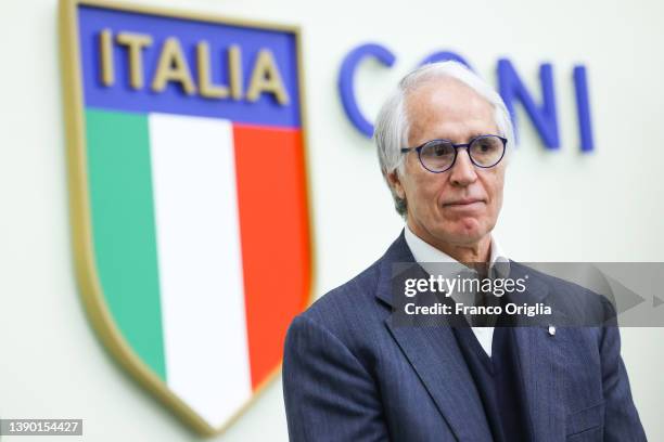 Giovanni Malagò attends the Premio "Giuliano Gemma - Forza Passione Identità" at Salone D'Onore of the CONI headquarter on April 07, 2022 in Rome,...