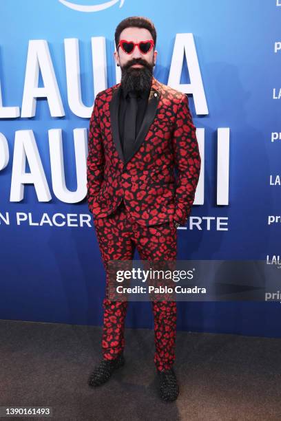 Miguel Lago attends the 'Laura Pausini - Un Placer Conocerte' premiere at Capitol Cinema on April 07, 2022 in Madrid, Spain.