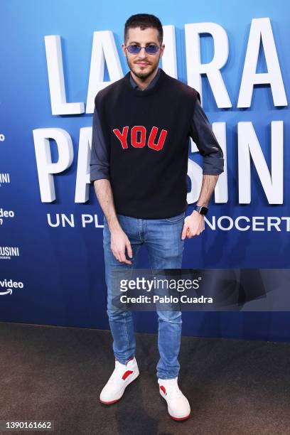 Nando Escribano attends the 'Laura Pausini - Un Placer Conocerte' premiere at Capitol Cinema on April 07, 2022 in Madrid, Spain.