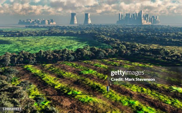 industrial and rural landscape - industrial district stock illustrations