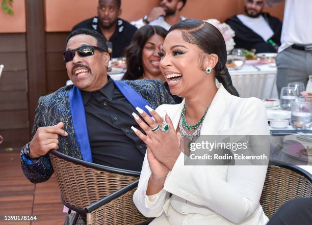 Ken-Kaide Thomas Douglas and Ashanti attend a Luncheon hosted by PrettyLittleThing to celebrate Ashanti's Star on the Hollywood Walk of Fame on April...