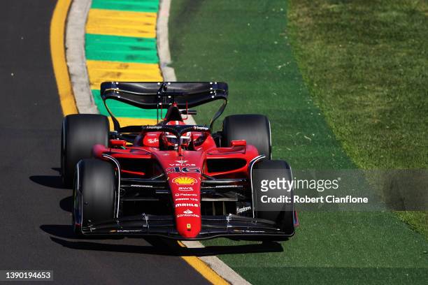 Charles Leclerc of Monaco driving the Ferrari F1-75 on track during practice ahead of the F1 Grand Prix of Australia at Melbourne Grand Prix Circuit...