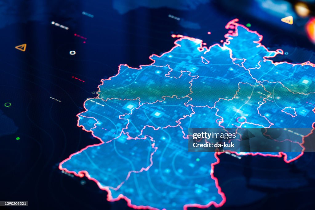 Map of Germany on digital display
